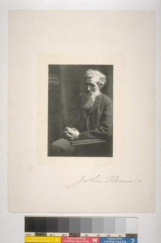 [Portrait of John Muir with hands on lap.]