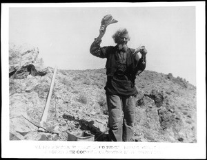 E.M. Hamilton, discoverer of Willow Springs Mine near Rosamond, Antelope Valley, at the mine, ca.1900
