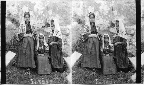 Costumes of single and young married women of Bethlehem. Palestine