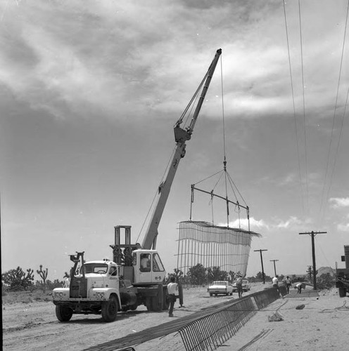 Second Los Angeles Aqueduct construction of the siphon west of Mojave, California, near Live Oak Road