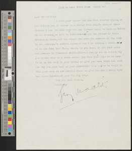George Woolit, letter, 193?, to Hamlin Garland