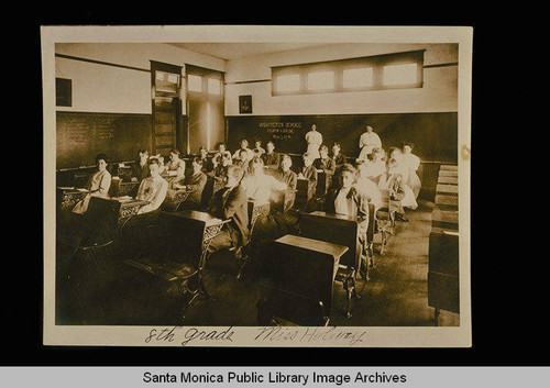 Eighth grade students in class, Washington School, Santa Monica, Calif. May 7, 1906