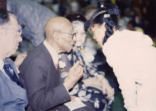 Young Attendee Speaks with Eubie Blake at an African American Living Legends Program