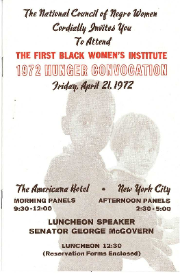 First Black Women's Institute 1972 Hunger Convocation program