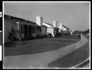 View of houses on Winthrop Road in San Marino from a street corner, ca.1930
