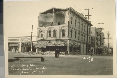 Lomas Drug Store, Santa Barbara Quake, June 29-25 [June 29, 1925]