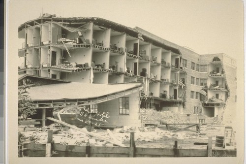 California Hotel [Back], Santa Barbara Quake, June 29-25 [June 29, 1925]