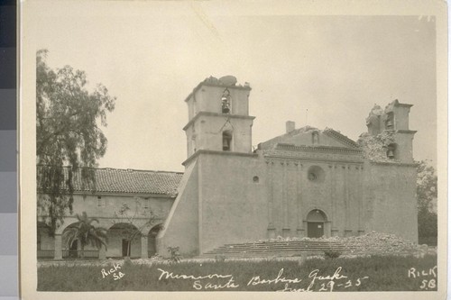 Mission Santa Barbara, Santa Barbara Quake, June 29-25 [June 29, 1925]