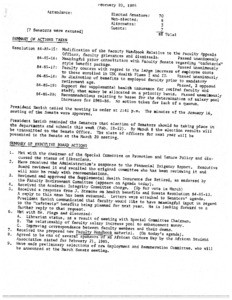 USC Faculty Senate minutes, 1985-02-20
