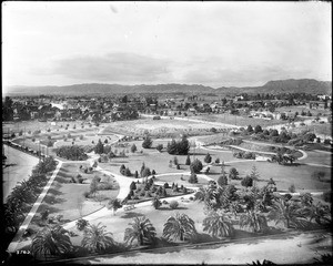 View of Lafayette Park (formerly Sunset Park), from the Bryson Apartments, Los Angeles, ca. January 1913