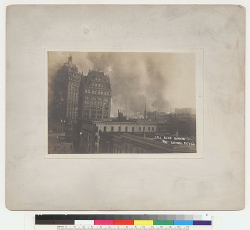 No. 51. Call Bldg. burning. [Call Building, left; Mutual Savings Building, left center; from Kearny St.]