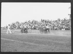 Motorcycle racing at Di Grazia Motordrome, Santa Rosa, California, 1939