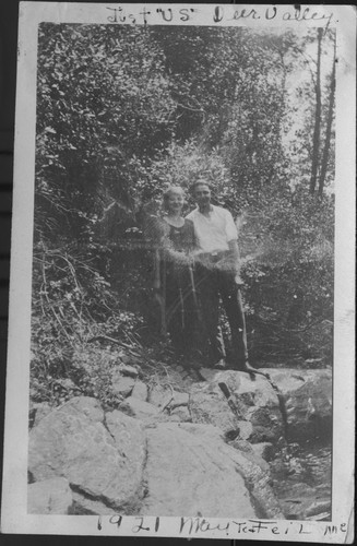 Ruth Haight and Tom Feil, by a creek, Deer Valley