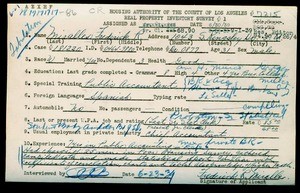 WPA household census employee document for Frederick R. Miralles, Los Angeles