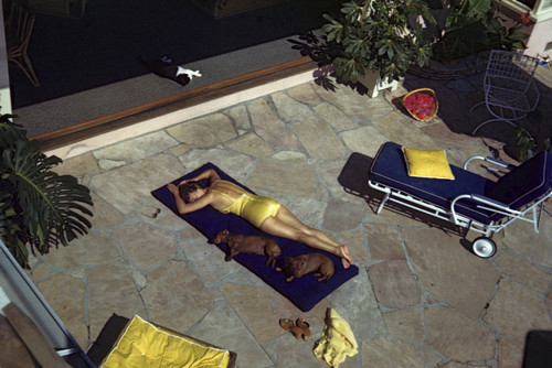 [Set-up with model at Moss residence]. Sunbathing and Outdoor living space
