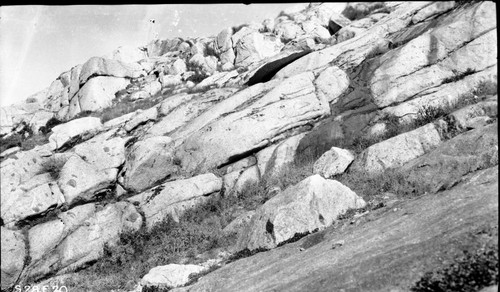 High Sierra Trail Investigation, east to Elizabeth Pass from 10,000' elevation. Right panel of panorama. Neg. copied reversed