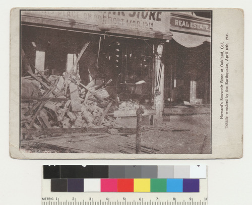 Howard's Souvenir Store at Oakland, Cal. Totally wrecked by the earthquake, April 18th, 1906. [Postcard.]
