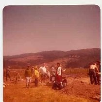 Photographs of landscape of Bolinas Bay. Group of archaeologists working