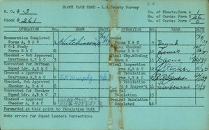 WPA block face card for household census (block 261) in Los Angeles County
