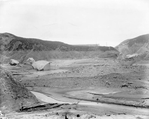 Field below broken St. Francis Dam