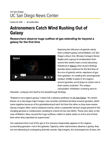 Astronomers Catch Wind Rushing Out of Galaxy