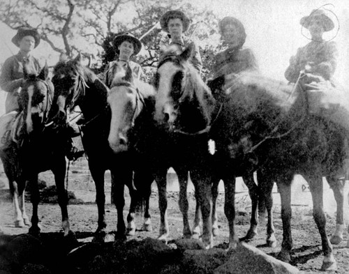 Five women on horseback