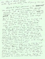A Handwritten "War Story of Kenneth Cooper" by His Wife Kathie Cooper