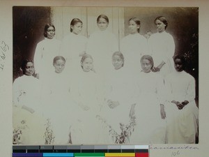 Confirmation day at Antsahamanitra Girls' School, Antananarivo, Madagascar, 1897-10-30