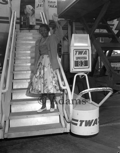 TWA flight, Los Angeles, 1956