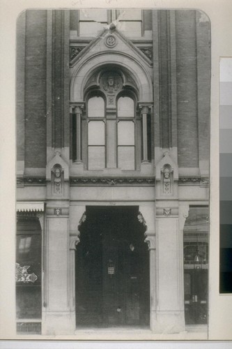Fourth Street entrance to the Society of California Pioneers Building. 1880s
