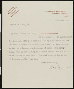 T.P. O'Connor, letter, 1924-06-21, to Hamlin Garland