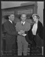 H. H. Van Loan and Bozena Grotte are married to each other for a second time by Judge Goodwin Knight, Los Angeles, 1935