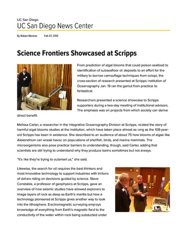 Science Frontiers Showcased at Scripps