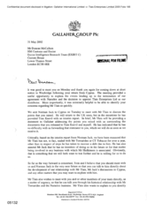 [Letter from Jeff Jeffery to Duncan McCallum regarding return from Cyprus]