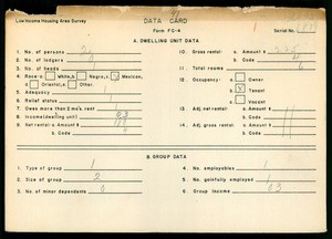 WPA Low income housing area survey data card 41, serial 6819