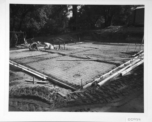 Construction forms for the foundation of a new house on Mount Wilson