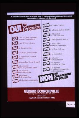 Elections legislatives, 14/21 juin 1981 ... Oui au changement de politique - non au changement de societe ... Gerard Ecorcheville, Union pour une nouvelle majorite