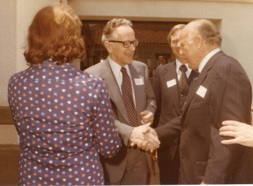 L to R: Unknown, Justice Harry Blackmun, Dean Ron Phillips, Unknown (Color)