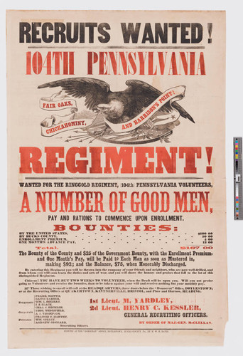 Recruits wanted! 104th Pennsylvania regiment!