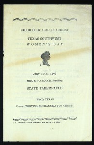 Women's day program, State Tabernacle, COGIC, Waco, Texas, 1965