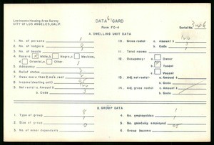 WPA Low income housing area survey data card 61, serial 3246