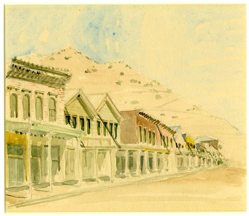 Ghost Town, watercolor on paper, undated