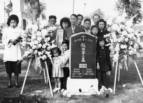 Family at cemetery