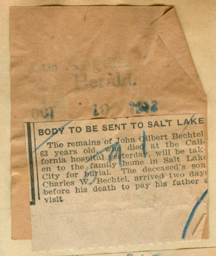 Body to be sent to Salt Lake