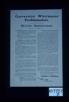 Guvernor Whitmans Proklamation. Militar statscensus