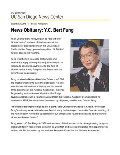 News Obituary: Y.C. Bert Fung