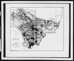 Map of industry concentrations in Los Angeles County prepared by California Map Centre, ca.1950
