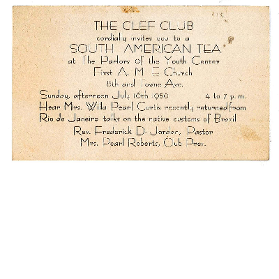 The Clef Club South American tea invitation