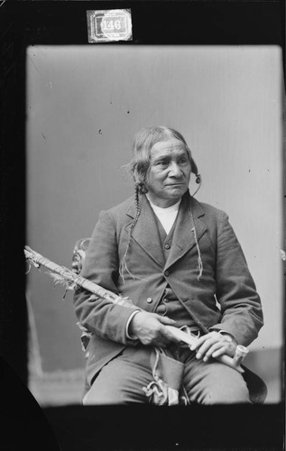 Portrait of Akewainzee, member of Chippewa/Ojibwe Delegation to Washington D.C., ca. 1880