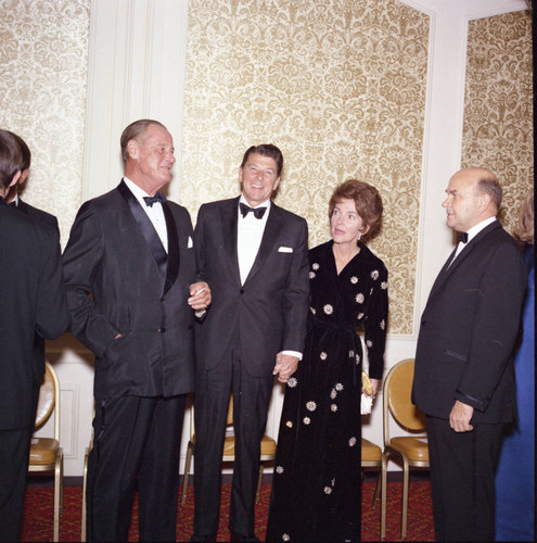 Ronald Reagan greeting guests at Pepperdine's Birth of a College dinner, 1970